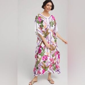 Chicos Island Cinch-Waist Kaftan Dress Size 1= US Medium New With Tags